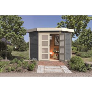 Karibu Gartenhaus "Taraba 3" SET terragrau mit Boden