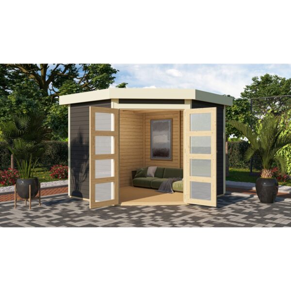 Karibu Gartenhaus "Taraba 5" SET terragrau mit Boden