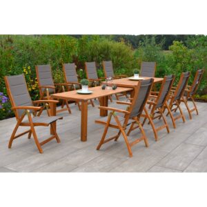 Merxx Acapulco Gartenmöbel Set 11 teilig   Sitzgruppe 10 Personen Ausziehtisch