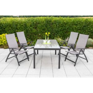 Merxx Vicenza Set 5tlg. graphit/diamantbraun Tisch 150x90 cm