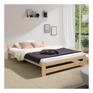 Coemo Bett Classico Holzbett Bettgestell mit Lattenrost Massivholz Kiefer 160x200 cm natur