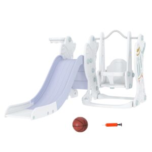 AIYAPLAY Kinderschaukel mit Rutsche und Ball grau 150L x 185B x 92H cm