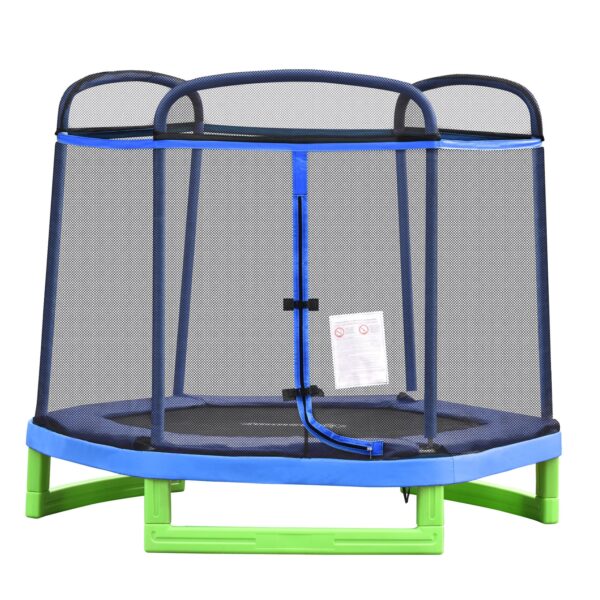 HOMCOM Kinder Trampolin mit PE Netz bunt 215L x 200B x 190H cm