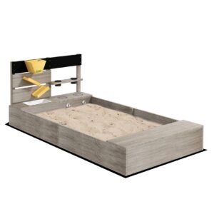 Outsunny Sandkasten mit Küchenelementen grau 154L x 80B x 60H cm