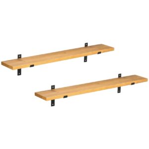 HOMCOM Wandregal mit Holzrahmen braun 90L x 15B x 2