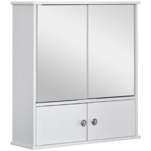 kleankin Spiegelschrank mit Regalfächer weiß 55B x 17