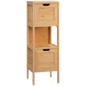 kleankin Badezimmerschrank mit Kippschutz natur 30L x 30B x 90H cm