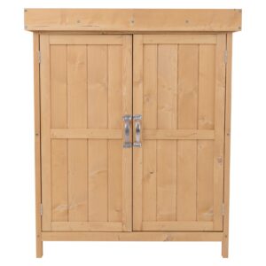 Outsunny Geräteschrank mit 2 Fächer natur 74 x 43 x 88 cm (LxBxH)