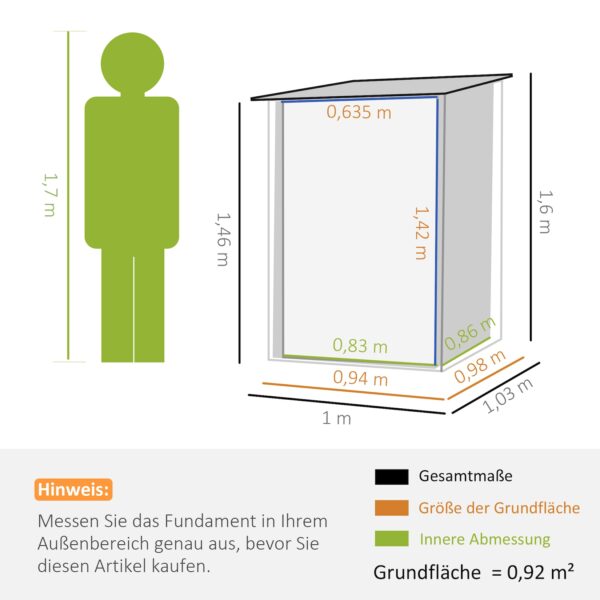 Outsunny Gerätehaus mit geneigtem Dach für leichteren Wasserabfluss braun 100B x 103T x 160H cm