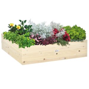 Outsunny Gartenbeet mit offenem Boden natur 117L x 117B x 30H cm