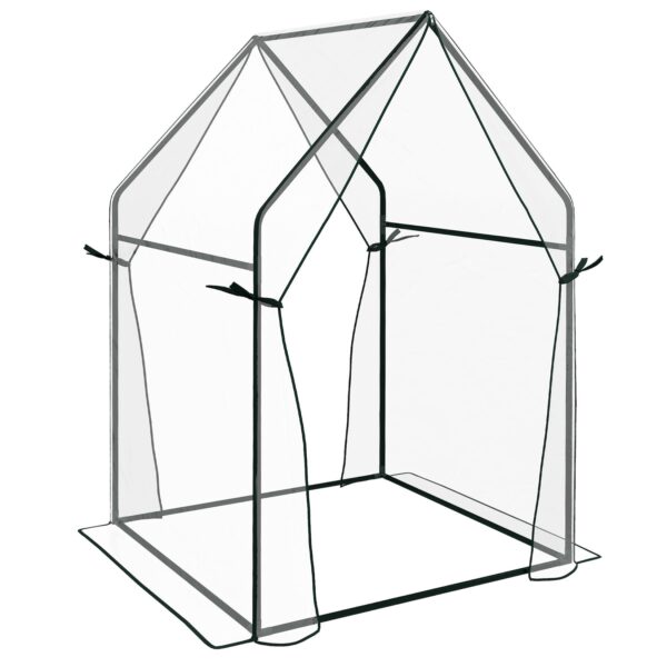 Outsunny Gewächshaus mit beidseitigem Eingangsbereich transparent 90L x 90B x 145Hcm