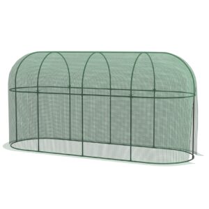 Outsunny Pflanzenschutznetz mit Gestell und Reisverschluss grün 300L x 100B x 150H cm