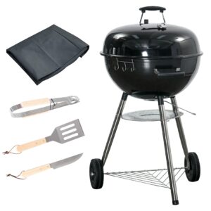 Outsunny BBQ Grill mit 2 Kunststoffräder schwarz 65L x 65B x 108H cm