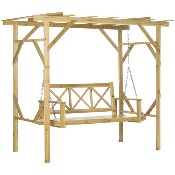 Outsunny Hollywoodschaukel mit Pergola natur 221L x 140B x 196H cm