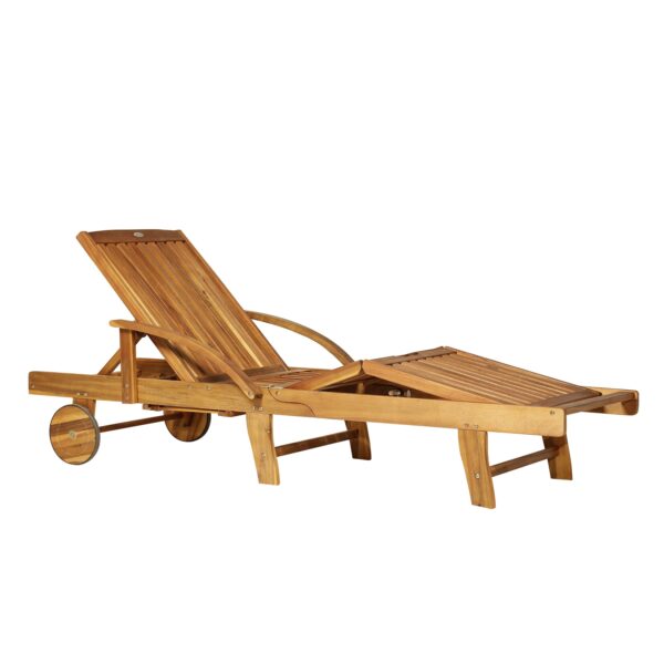 Outsunny Holz-Gartenliege verstellbar natur 195 x 70 x (66–85) cm (LxBxH)