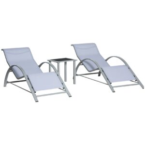 Outsunny 2er Set Gartenliegen mit Tisch