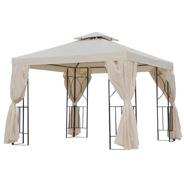 Outsunny Gartenpavillon mit Doppeldach 295L x 295B x 270H cm