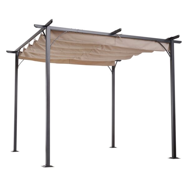 Outsunny Pergola mit Schiebedach per Seilzug 300 x 300 x 230 cm (LxBxH)