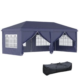 Outsunny Pavillon mit Seitenwänden blau 585L x 295B x 270H cm