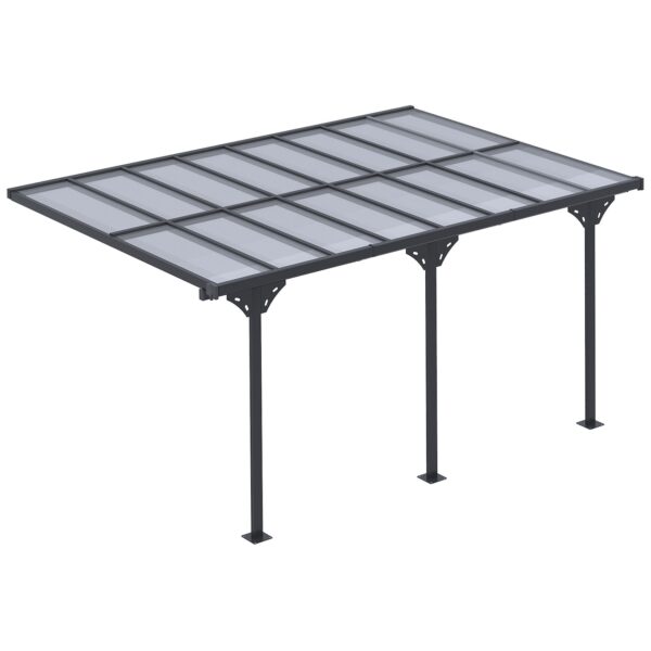 Outsunny Gartenpavillon zum befestigen an der Hauswand grau 435L x 302B x 270H cm