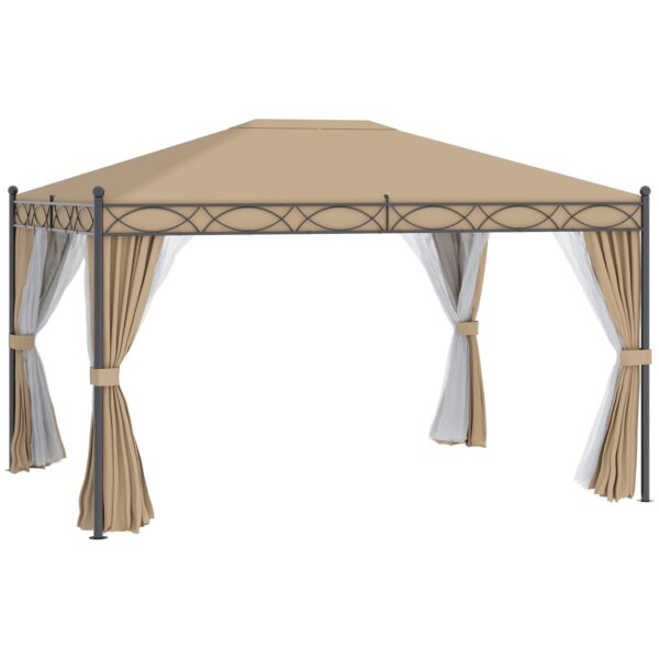 Outsunny Pavillon mit Seitenwänden beige 400L x 300B x 270H cm