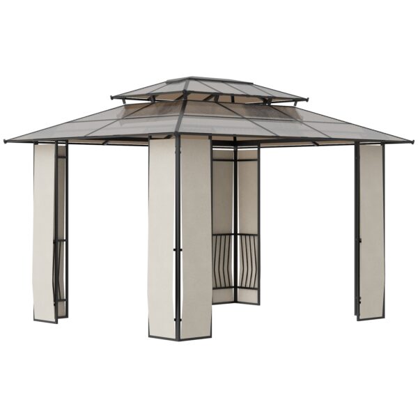 Outsunny Pavillon mit Bildschirmtuch und Erdnagel braun 365L x 300B x 275H cm