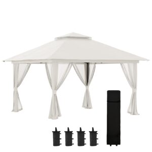 Outsunny Faltpavillon mit Netz 392L x 392B x 283H cm