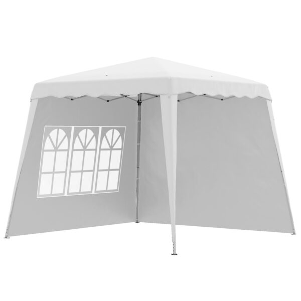 Outsunny Pavillon mit 2 Seitenwänden und individueller Höhenverstellung weiß 240L x 240B x 250H cm