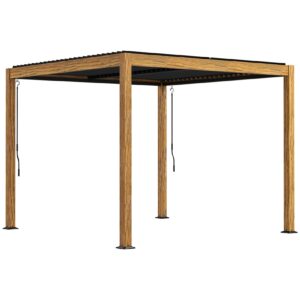 Outsunny Pergola mit 2 individuell einstellbaren Lamellendachbereichen natur 297L x 297B x 228Hcm