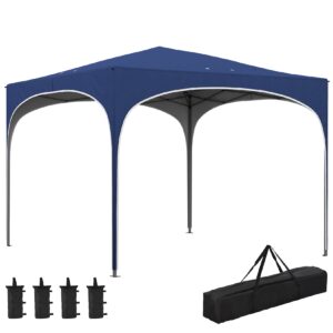 Outsunny Pavillon mit Tragetasche und Wasserablauflöchern blau 295L x 295B x 255H cm