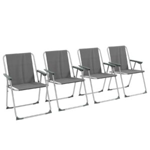 Outsunny Campingklappstuhl im 4er Set grau 53L x 54B x 76H cm