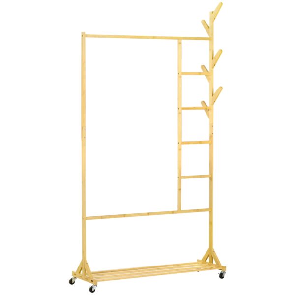 HOMCOM Garderobe mit Kleiderhaken natur 100L x 37B x 191H cm