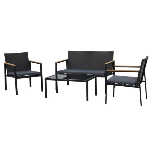 Outsunny Polyrattan Sitzgruppe als 4-teiliges Set schwarz