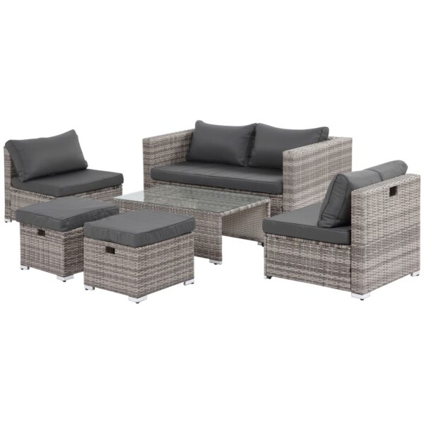 Outsunny Rattan Gartensitzgruppe als 6-teiliges Set