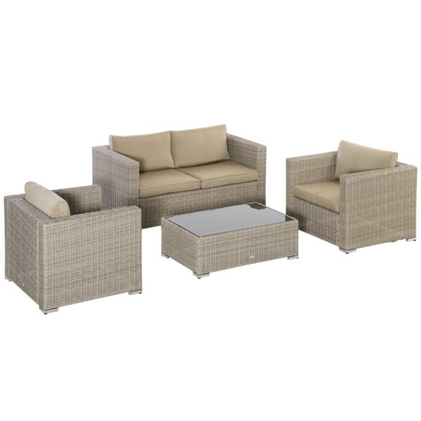 Outsunny Gartenmöbel Set mit Couchtisch bunt 150L x 75B x 65H cm