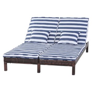 Outsunny Polyrattan Gartenliege für 2 Personen 195 x 120 x 28 cm (LxBxH)