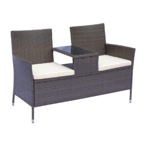 Outsunny Polyrattan Gartenbank 133 x 63 x 84 cm (LxBxH)