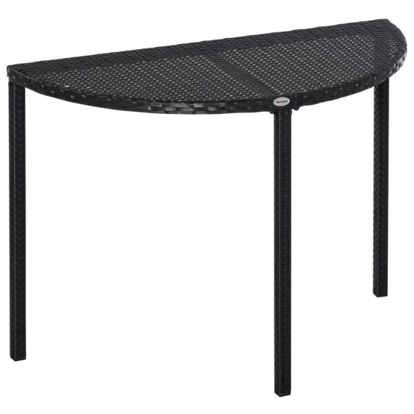 Outsunny Rattan Balkontisch halbrund schwarz 100 x 50 x 74 cm (LxBxH)