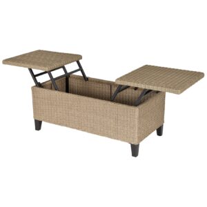 Outsunny 2in1 Gartentisch mit Stauraum khaki 103 x 50 x 45 cm