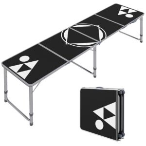 Outsunny Bierpong Klapptisch mit Markierungen schwarz 240L x 60B x 54-70H cm