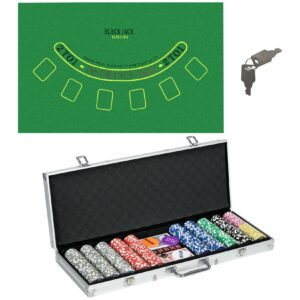 SPORTNOW Pokerkoffer mit 500 Chips silber 56L x 23