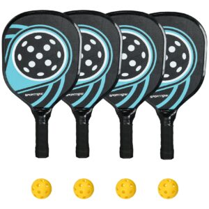 SPORTNOW Pickleball-Set mit 4 Schlägern und 4 Bällen schwarz