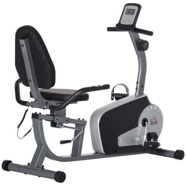 HOMCOM Fitnessrad mit LCD-Shirm grau 122-137L x 62B x 103H cm