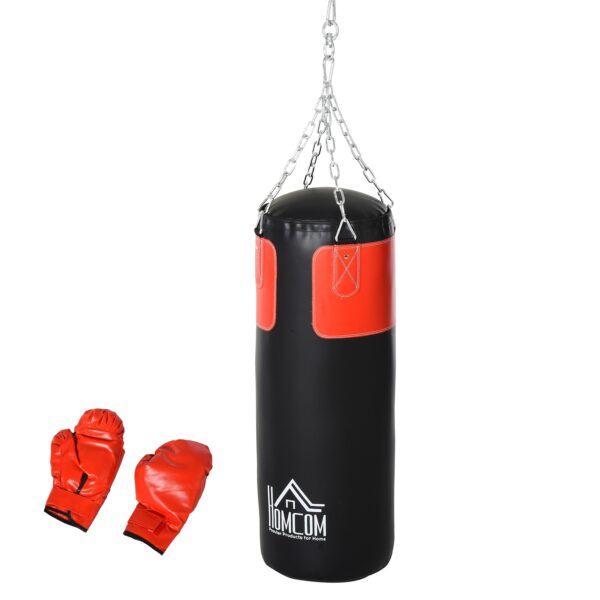 HOMCOM Boxsack mit Boxhandschuhen schwarz