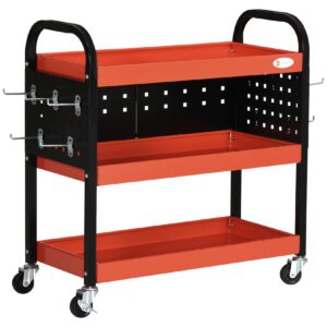 DURHAND Werkstatt-Rollwagen mit 3 Regalen rot 75L x 35B x 80H cm