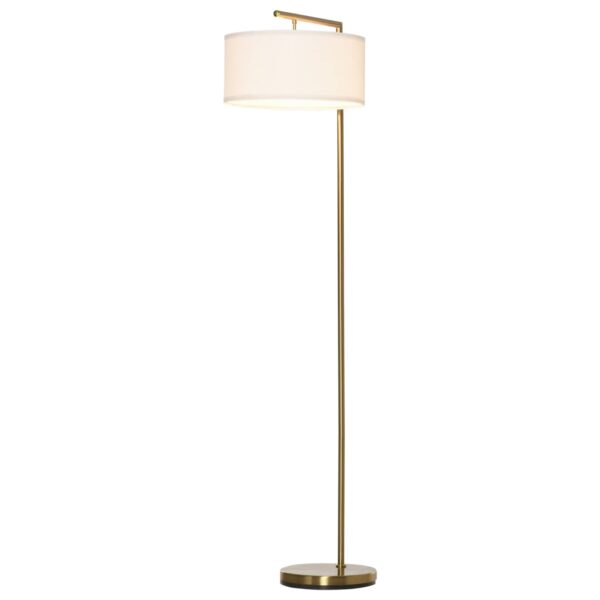 HOMCOM Stehlampe mit Leinenstoffschirm gold