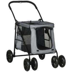 PawHut Hundewagen mit Kissen grau 102L x 62B x 105H cm