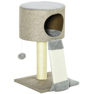 PawHut Kratzbaum mit Katzenkasten grau 30L x 30B x 50H cm