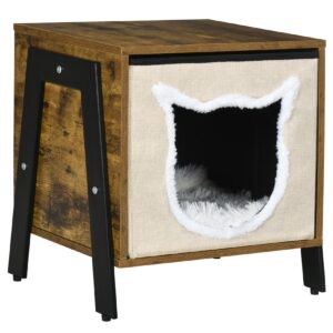 PawHut Katzenhöhle mit Kissen braun 41L x 34B x 43