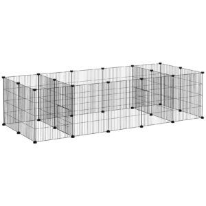 PawHut Kleintierauslauf mit Mesh-Platten schwarz 175L x 70B x 45H cm